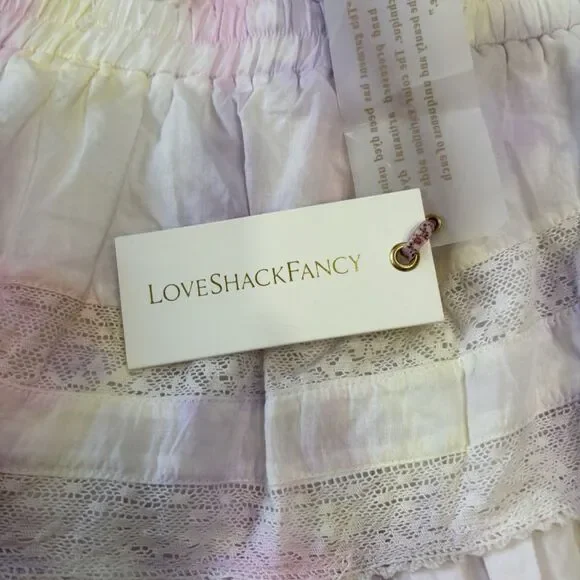 Love Shack Fancy Skirt Size Large Ruffle Mini Skirt Multi Tie Dye New With Tags - Picture 2 of 8